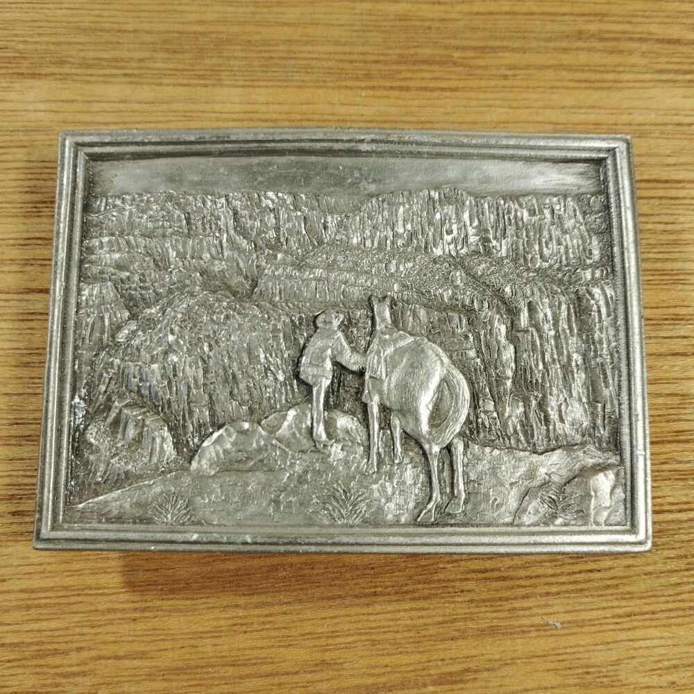 Bergamot Brass Works Belt Buckle Horse Cowboy Canyon 1977 Vintage USA